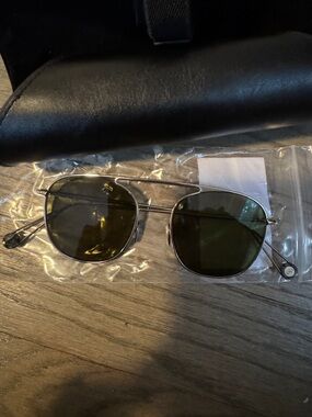 Ahlem Silver Frame Sunglasses with Green Lenses
